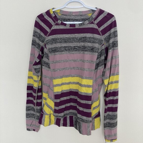 Lululemon Women's Race Your Pace Stripe Berry Yum Yum Sz 10 - Picture 1 of 7
